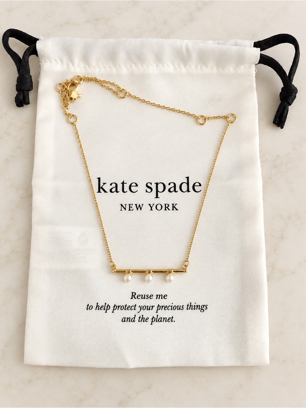 Kate Spade Pearl Bar Necklace NEW